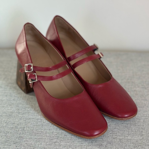 Huma Blanco Perry Mary Jane Blanco Block Heel, Cherry Red, Size 37/US 7 - Picture 3 of 13